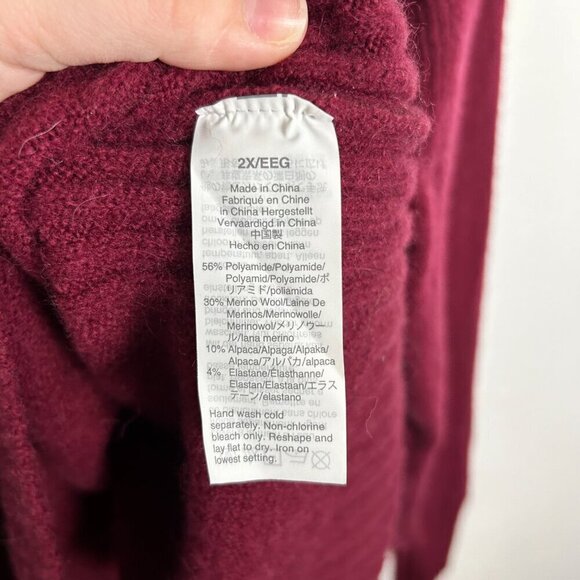 JCREW 2XL Maroon Red Marino and Alpaca Wool Blend Turtleneck Sweater - Picture 12 of 12